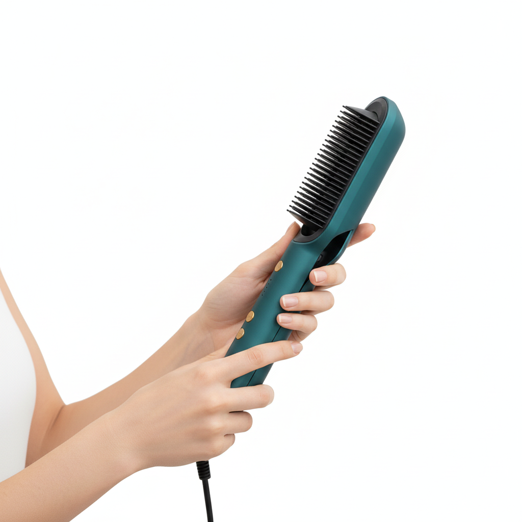 2-in-1 Ceramic Hair Straightening Brush