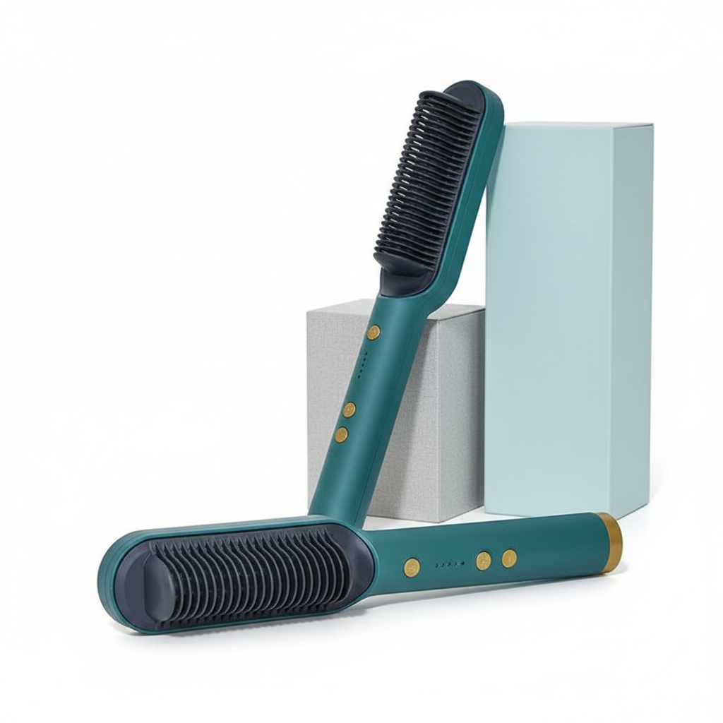 2-in-1 Ceramic Hair Straightening Brush